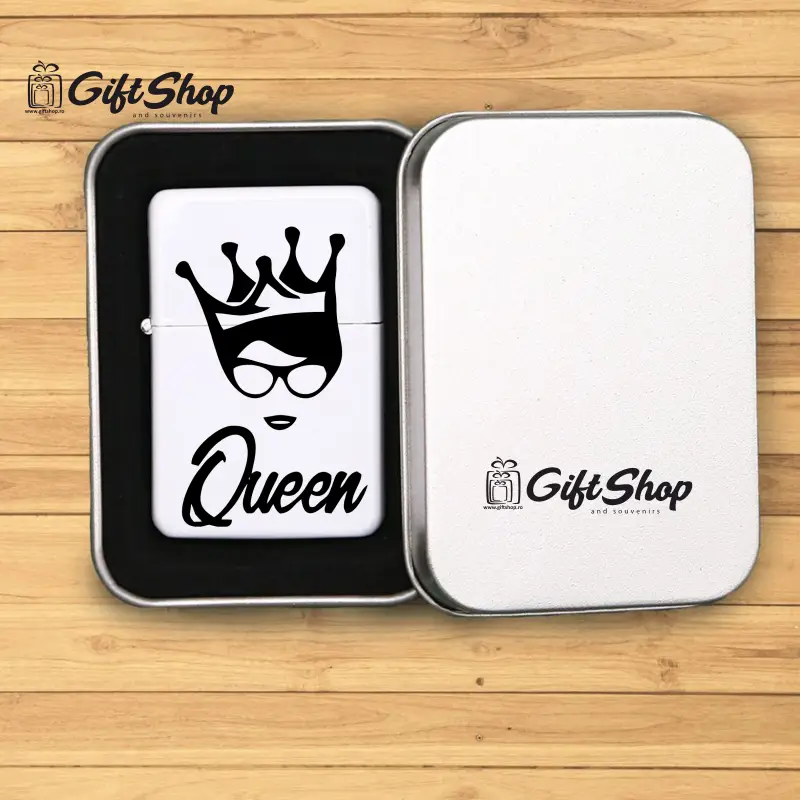 Queen, bricheta metalica gravata laser cu mesajv